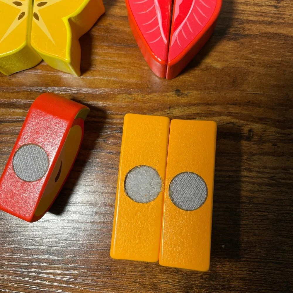 Montessori Wooden Cutting Fruit Play Set 9 Whole + 1 Half Learning Toy Lot